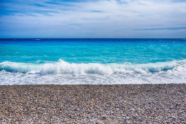 the azure-blue coastline of the Côte d'Azur